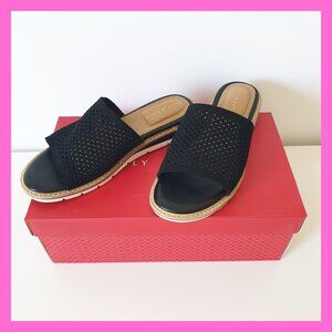Kelly & Katie Mesh Sandal Black Slide Slip On Ari Casual Women's Size 7 Comfort